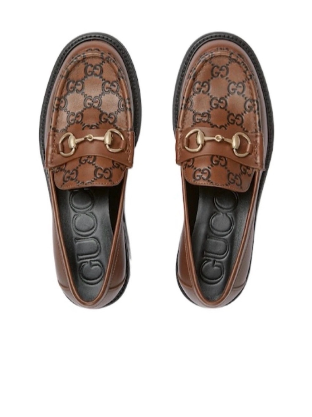 Gucci Brown GG Monogram Leather Horsebit Loafers